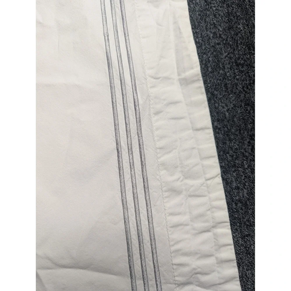 Pottery Barn White Grey Triple Stripe Embroidered Cotton‎ Standard Pillow Sham